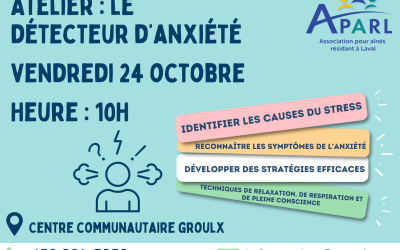 Atelier: Le détecteur d’anxiété – 24 octobre