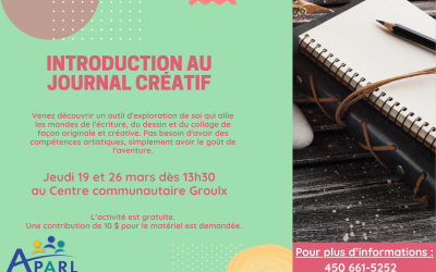 Introduction au journal créatif | 19 et 26 mars